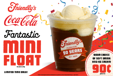 Friendly’s Serves Up 90 Cent Coca-Cola Mini Floats to Celebrate 90 Years This September